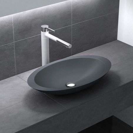 Lavoar EGO 802, Antracit, mat, 59.3x35.1 cm, montaj pe blat, compozit marmura