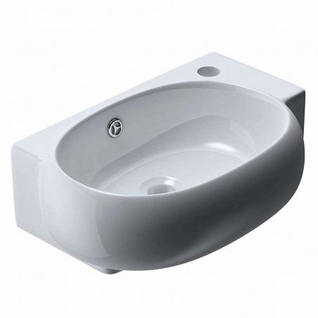 Lavoar EGO 0001L, ALb, lucios, 38x26 cm, montaj suspendat, ceramica sanitara, gaura baterie in dreapta si preaplin Lavoar EGO 0001L, ALb, lucios, 38x26 cm, montaj suspendat, ceramica sanitara, gaura baterie in dreapta si preaplin