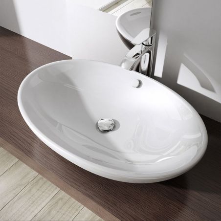 Lavoar EGO 306, Alb, lucios, 63x42 cm, montaj pe blat, ceramica sanitara