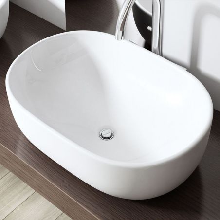 Lavoar EGO 322, Alb, lucios, 60x42 cm, montaj pe blat, ceramica sanitara