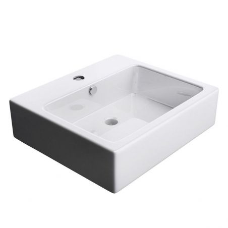Lavoar EGO-712, ceramica sanitara, culoare Alb lucios , montaj pe blat sau suspendat, 53x46 cm