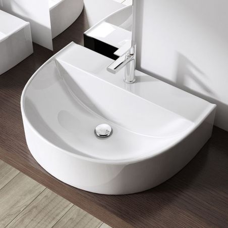 Lavoar EGO 896, Alb, lucios, 60x44 cm, montaj pe blat sau suspendat, ceramica sanitara, cu gaura baterie
