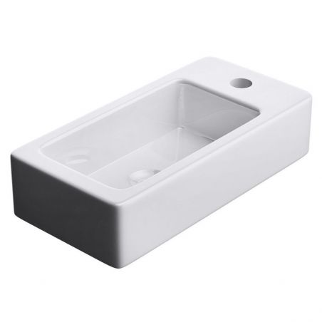 Lavoar EGO-3053, 36x18 cm, montaj pe perete, ceramica sanitara alba, cu gaura baterie