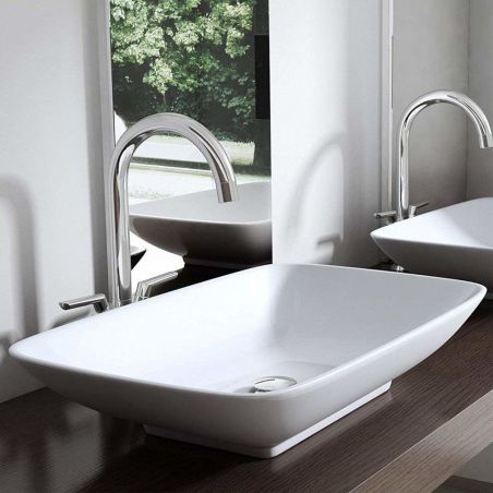 Lavoar EGO 159, Alb, lucios, 58x37 cm, montaj pe blat, ceramica sanitara