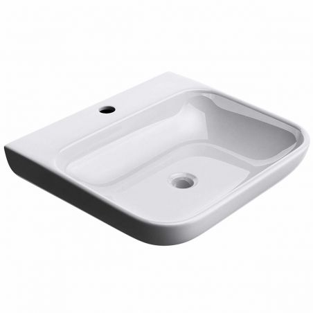 Lavoar EGO 811, Alb, lucios, 47 sau 60x41 cm, compozit de marmura, montaj pe blat sau suspendat, cu gaura baterie
