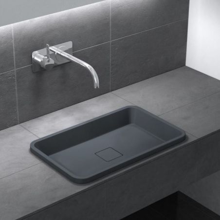 Lavoar EGO 104, Antracit mat, 53x33 cm, montaj semi-incastrat, compozit marmura, scurgere ascunsa