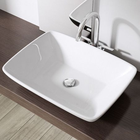 Lavoar EGO 102, Alb, lucios, 59x43 cm, montaj pe blat, ceramica sanitara