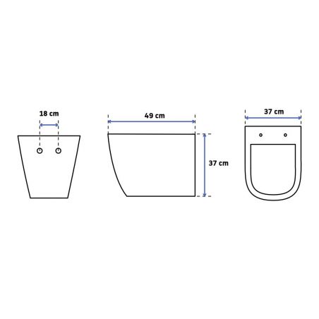 Vas WC suspendat CARLO Mini, Rimless, Alb, Slim Flat, cu capac soft-close inclus, ceramica sanitara, 49x37 cm