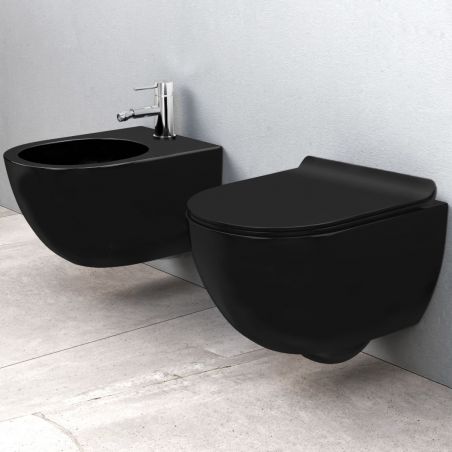 Bideu Carlo, Negru Lucios, 49x37 cm ceramica sanitara, montaj suspendat