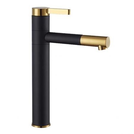 Baterie lavoar EGO Smart High, montaj pe blat, perlator, finisaj Negru Mat