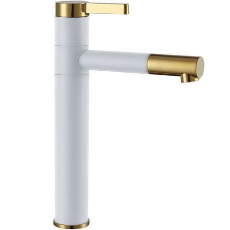 Baterie lavoar EGO Smart High, montaj pe blat, perlator, finisaj Alb