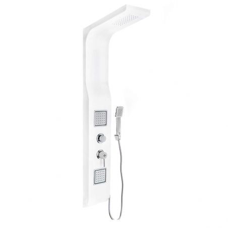 Panel de dus SK-426K, design elegant, Alb mat, cu ploaie si hidromasaj