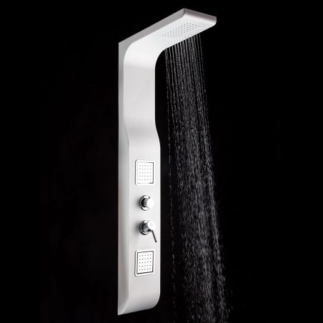 Panel de dus SK-426K, design elegant, Alb mat, cu ploaie si hidromasaj