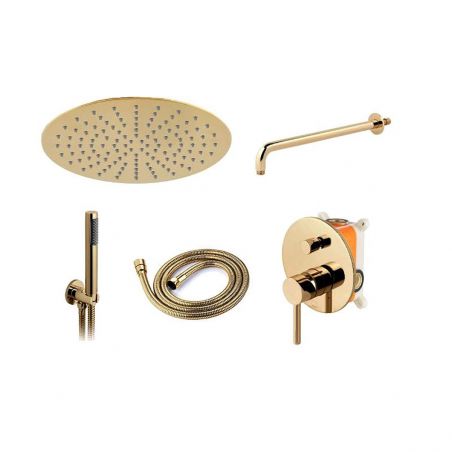 Sistem complet de dus EGO-Lun Gold, montaj incastrat, finisaj auriu