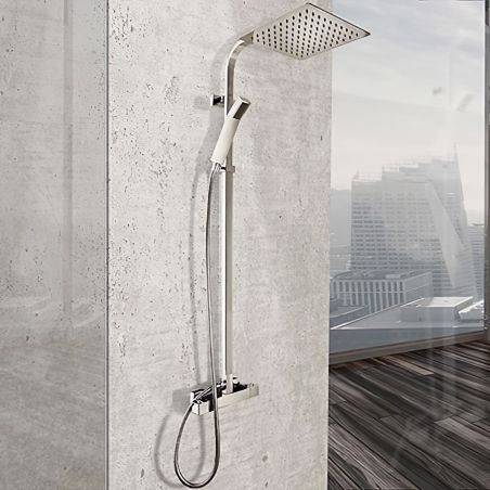 Sistem dus MILAN, dus tip ploaie ultra slim 25x25 cm, baterie Termostata, dus de mana, finisaj crom