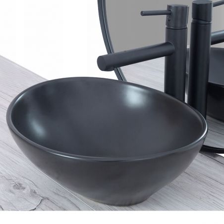 Lavoar EGO Sofia, Negru, mat, 41x34.5 cm, montaj pe blat, ceramica sanitara