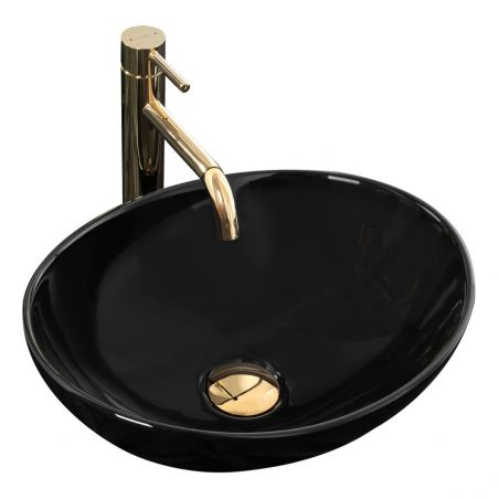 Lavoar EGO Sofia, Negru, lucios, 41x34.5 cm, montaj pe blat, ceramica sanitara
