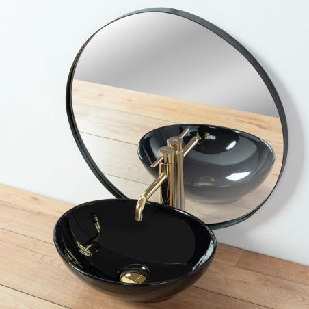 Lavoar EGO Sofia, Negru, lucios, 41x34.5 cm, montaj pe blat, ceramica sanitara