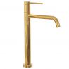 Baterie lavoar REA Lugano Gold Slim High, montaj pe blat, perlator, cap rotativ 360 grade, finisaj gold lucios