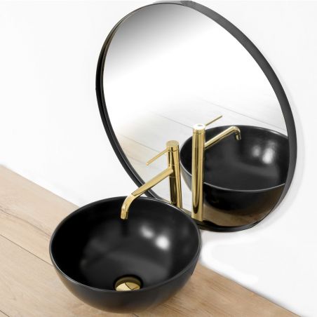 Baterie lavoar EGO Lugano Gold Slim High, montaj pe blat, perlator, cap rotativ 360 grade, finisaj gold lucios
