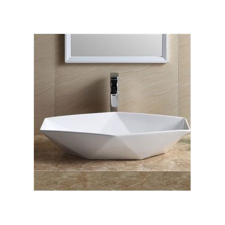 Lavoar hexagonal REA VEGA, Alb, lucios, 64x42cm, montaj pe blat, ceramica sanitara