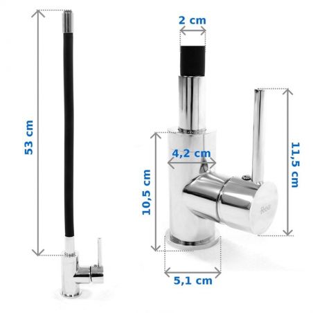 Baterie bucatarie CLEVER BLACK, design modern, furtun flexibil de inalta calitate, aerator