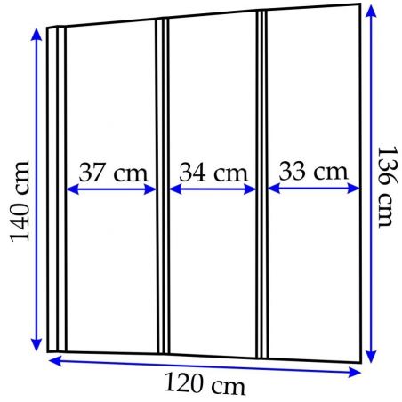 Paravan cada pliabil, elegant din 3 elemente AGAT-3, 120 cm latime