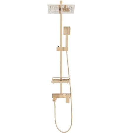 Sistem complet de dus REA-Jack Gold, ploaie de dus 25x25 cm, dus de mana, design modern, finisaj auriu