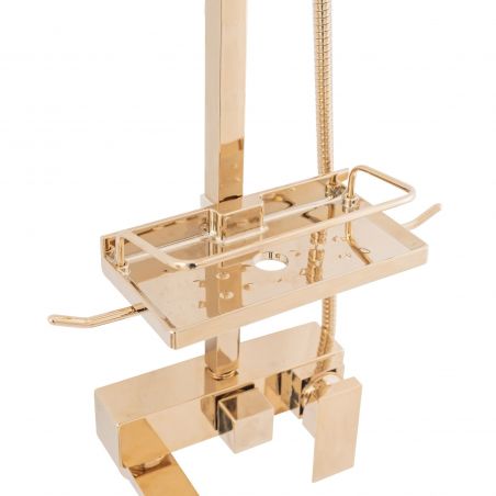 Sistem complet de dus REA-Jack Gold, ploaie de dus 25x25 cm, dus de mana, design modern, finisaj auriu