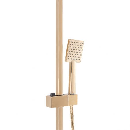 Sistem complet de dus REA-Jack Gold, ploaie de dus 25x25 cm, dus de mana, design modern, finisaj auriu
