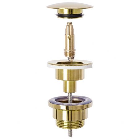 Sifon de scurgere universal+ ventil klik-klak, sistem Push-up, finisaj L.Gold