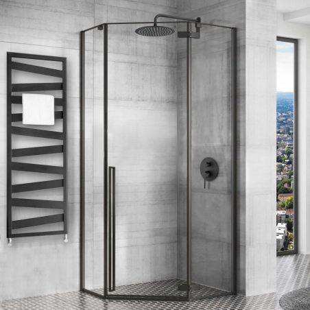 Cabina REA-DIAMOND BLACK MAT, 80x80 si 100x100 cm, sticla securizata 6mm transparenta, usa Batanta