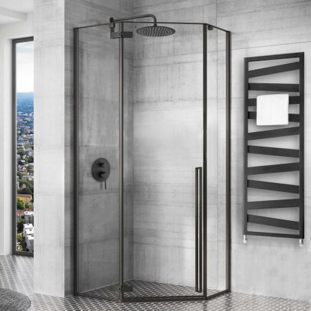 Cabina REA-DIAMOND BLACK MAT, 80x80 si 100x100 cm, sticla securizata 6mm transparenta, usa Batanta