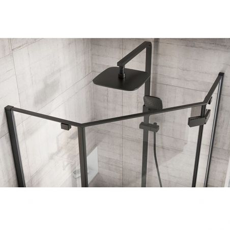 Cabina REA-DIAMOND BLACK MAT, 80x80 si 100x100 cm, sticla securizata 6mm transparenta, usa Batanta