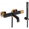 Baterie cada REA-Salt, montaj pe perete, finisaj Negru Mat/Auriu, Dus de mana inclus