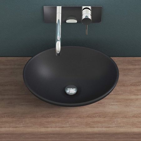 Lavoar EGO 205, Negru, mat, 41x33.1 cm, montaj pe blat, ceramica sanitara