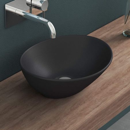 Lavoar EGO 205, Negru, mat, 41x33.1 cm, montaj pe blat, ceramica sanitara