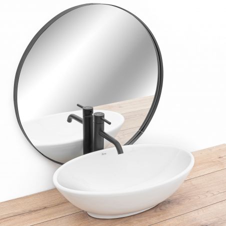 Lavoar REA Pamela, Alb, lucios, 53x33 cm, montaj pe blat, ceramica sanitara
