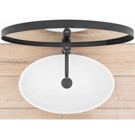 Lavoar REA Pamela, Alb, lucios, 53x33 cm, montaj pe blat, ceramica sanitara