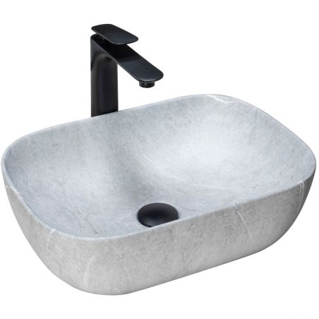 Lavoar EGO Livia, Gri, mat, finisaj piatra, 46.5x33.5 cm, montaj pe blat, ceramica sanitara Lavoar EGO Livia, Gri, mat, finisaj piatra, 46.5x33.5 cm, montaj pe blat, ceramica sanitara