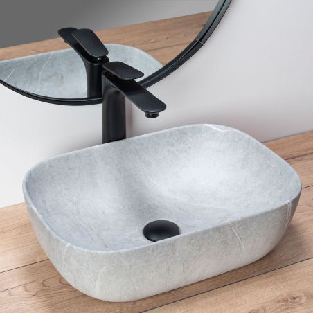 Lavoar EGO Livia, Gri, mat, finisaj piatra, 46.5x33.5 cm, montaj pe blat, ceramica sanitara Lavoar EGO Livia, Gri, mat, finisaj piatra, 46.5x33.5 cm, montaj pe blat, ceramica sanitara