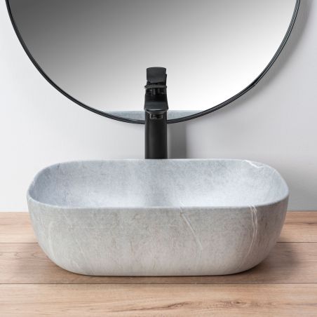 Lavoar EGO Livia, Gri, mat, finisaj piatra, 46.5x33.5 cm, montaj pe blat, ceramica sanitara Lavoar EGO Livia, Gri, mat, finisaj piatra, 46.5x33.5 cm, montaj pe blat, ceramica sanitara