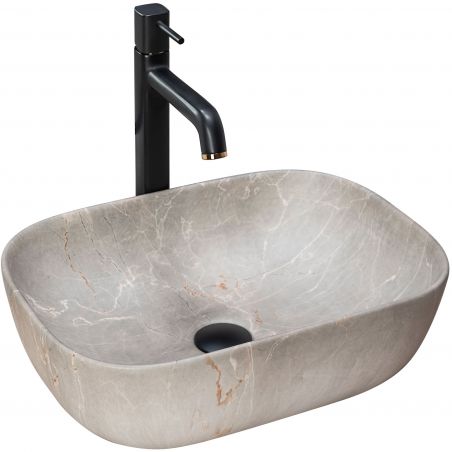 Lavoar EGO Livia Beige Nature, Bej, mat, finisaj piatra, 46.5x33.5 cm, montaj pe blat, ceramica sanitara Lavoar EGO Livia Beige Nature, Bej, mat, finisaj piatra, 46.5x33.5 cm, montaj pe blat, ceramica sanitara