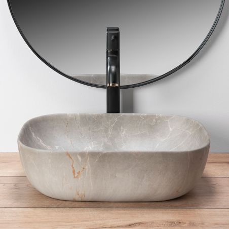 Lavoar EGO Livia Beige Nature, Bej, mat, finisaj piatra, 46.5x33.5 cm, montaj pe blat, ceramica sanitara Lavoar EGO Livia Beige Nature, Bej, mat, finisaj piatra, 46.5x33.5 cm, montaj pe blat, ceramica sanitara