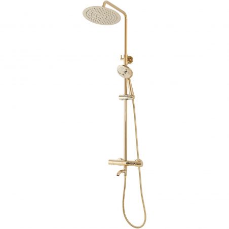 Sistem dus cu termostat REA-Lungo Gold, dus tip ploaie 25x25 cm, montaj pe perete, dus de mana, finisaj Gold