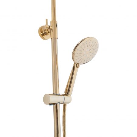 Sistem dus cu termostat REA-Lungo Gold, dus tip ploaie 25x25 cm, montaj pe perete, dus de mana, finisaj Gold