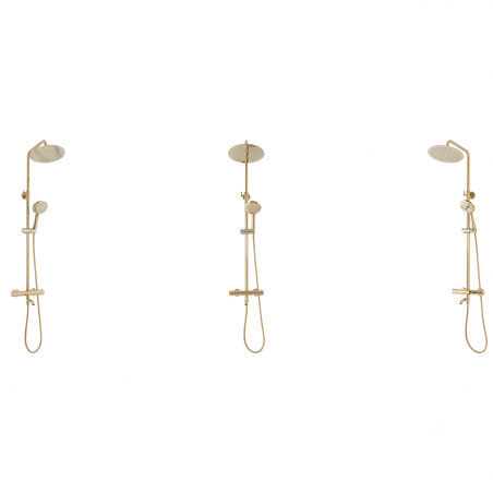 Sistem dus cu termostat REA-Lungo Gold, dus tip ploaie 25x25 cm, montaj pe perete, dus de mana, finisaj Gold
