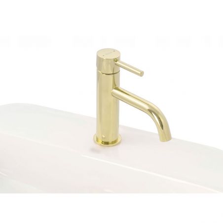 Baterie lavoar REA-Lungo Low, montaj pe lavoar, perlator, finisaj L.Gold