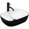 Lavoar REA Belinda, Negru Alb, lucios, 46,5x33 cm, montaj pe blat, ceramica sanitara