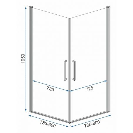 Cabina REA-Rubik Black Mat, 80x80x195 cm, sticla securizata 6mm, 2 usi Batante